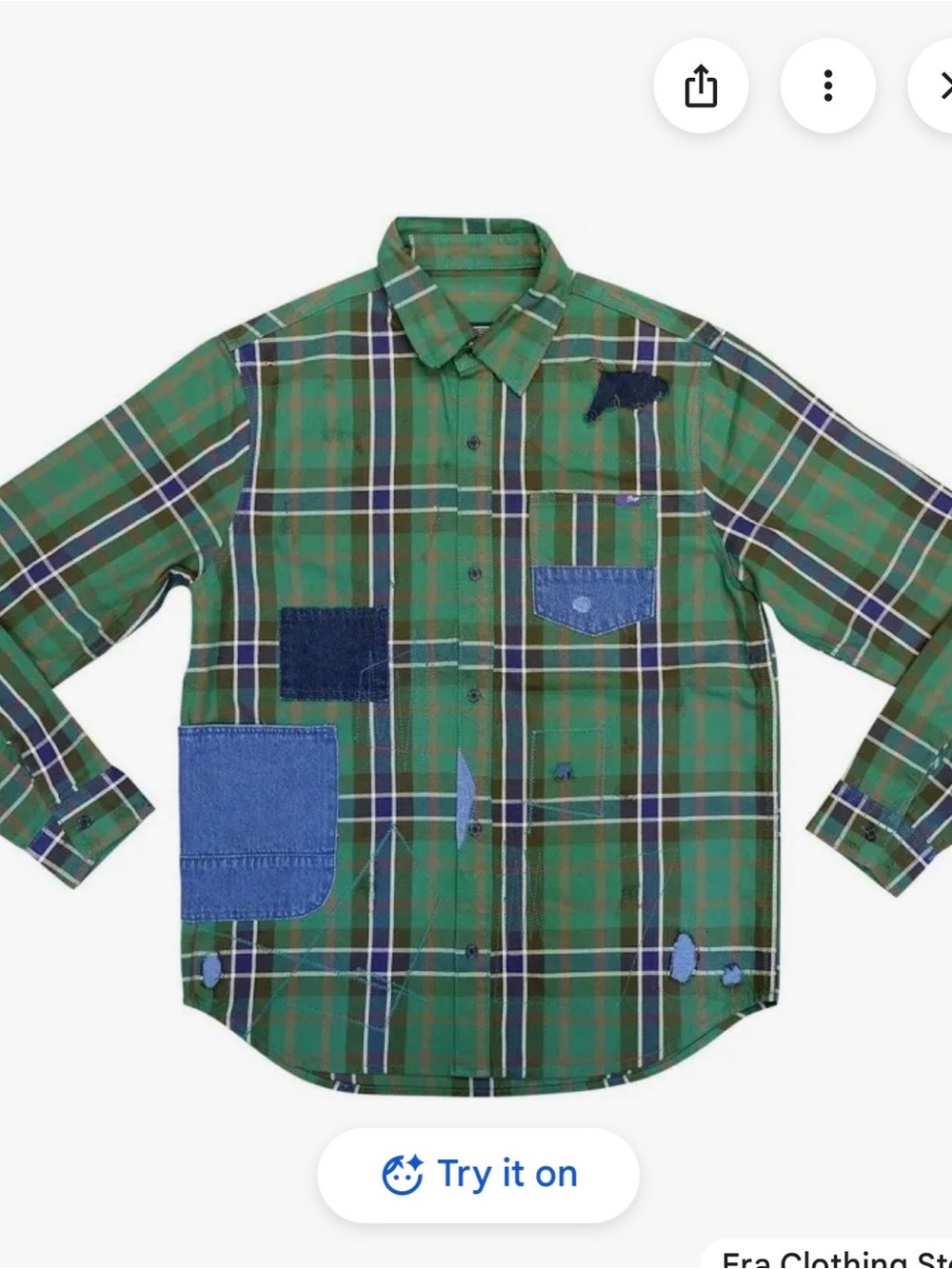 Prps Green Plaid Distressed Patchwork Cotton Flannel Shirt Men's Large